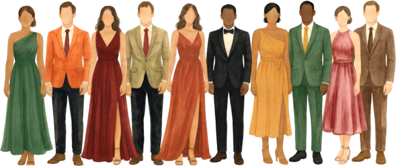 A couple dressed for an outdoor celebration