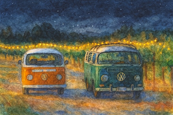 Illustrated travel card representing shuttle transport.